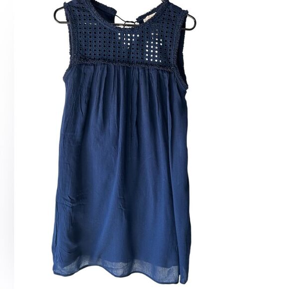 Tommy Bahama Crinkle Shift Dress Lace Top Lined Summer Dress, Navy, XS, NWT - Picture 2 of 11
